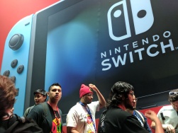 Left side of the Nintendo booth, outside